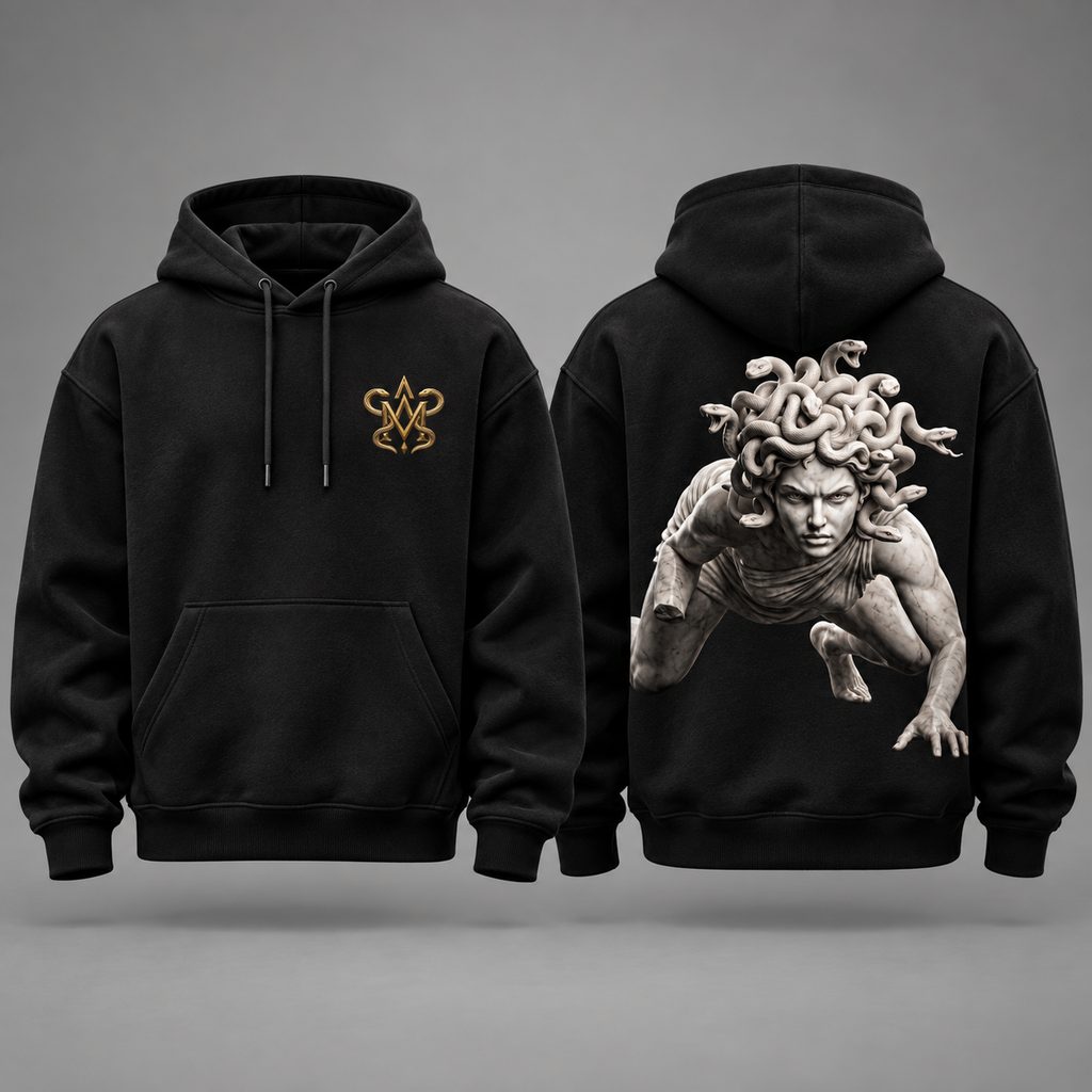 Hoodie Medussa Gorgon | Black Unisex Hoodie