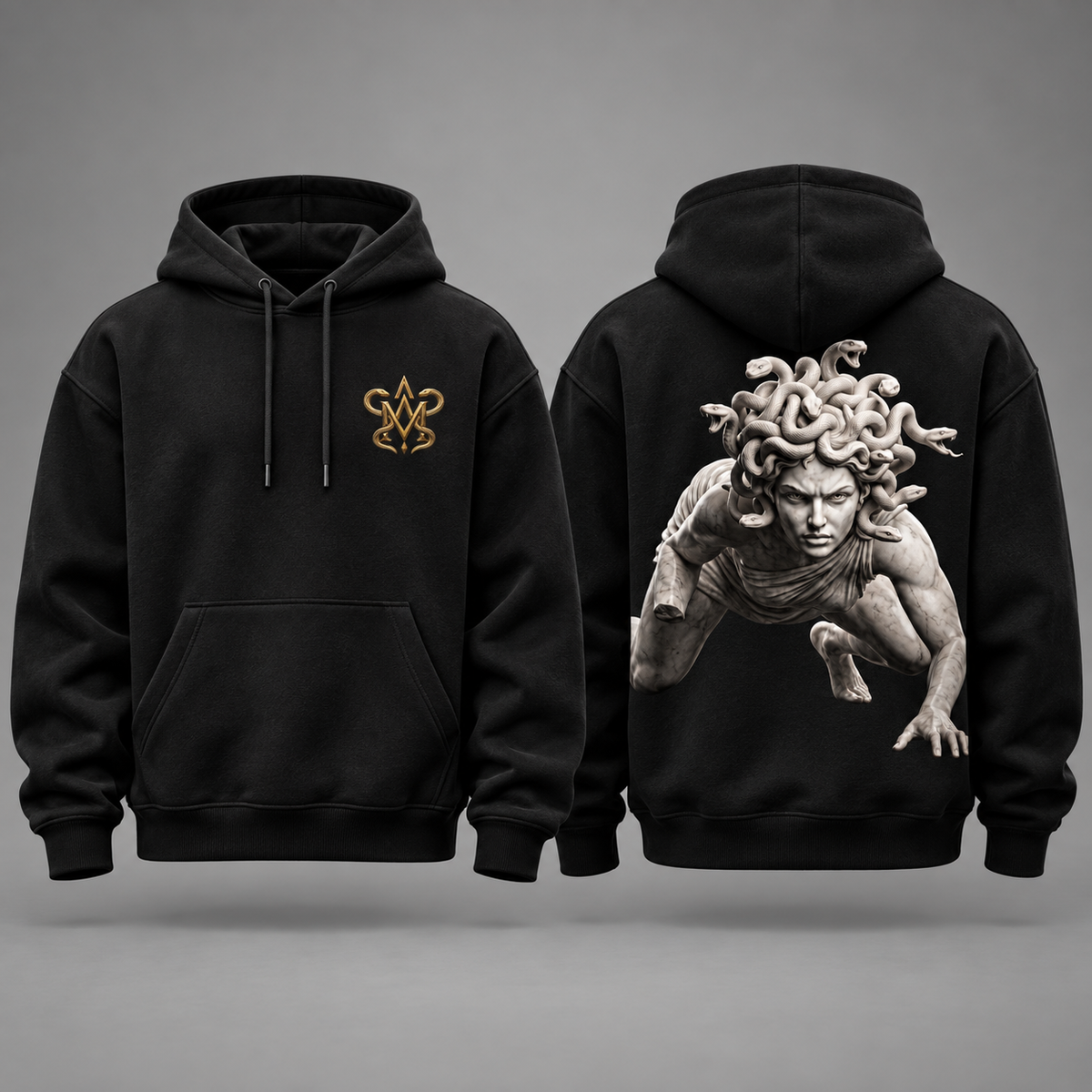 Hoodie Medussa Gorgon | Black Unisex Hoodie