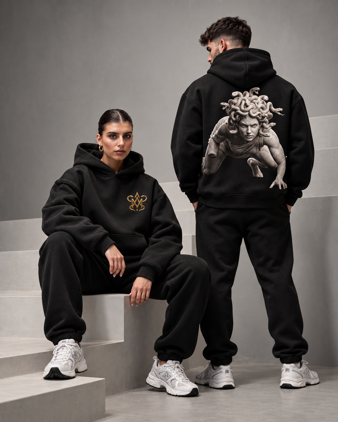 Hoodie Medussa Gorgon | Black Unisex Hoodie